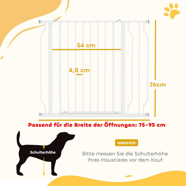 PawHut Türschutzgitter Treppenschutzgitter mit 10 cm Verlängerung Türgitter ohne Bohren Treppengitte
