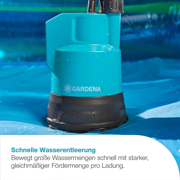 Gardena Akku-Klarwasser-Tauchpumpe 2000/2 18V P4A Ready-To-Use Set: Flachsaugende Akku-Tauchpumpe, i