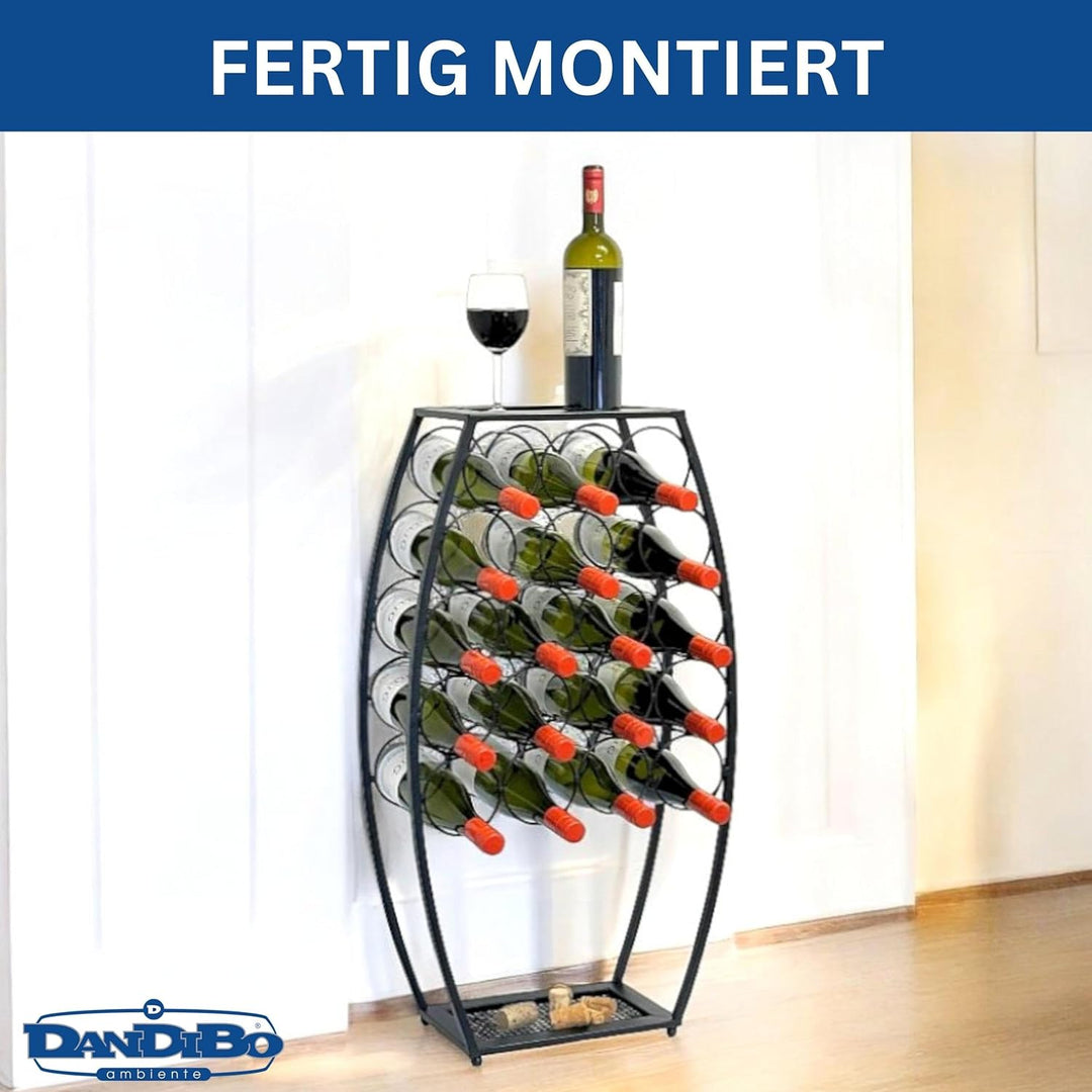 Weinregal Metall Schwarz Stehend 83 cm 96640- Weinständer für 18 Flaschen - Dekorativer Weinflaschen