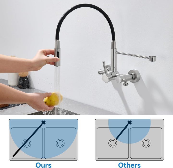 Wasserhahn Küche Wandmontage mit 3/4 Zoll Anschluss, Küchenarmatur Wand für Geschirrspüler/Waschmasc