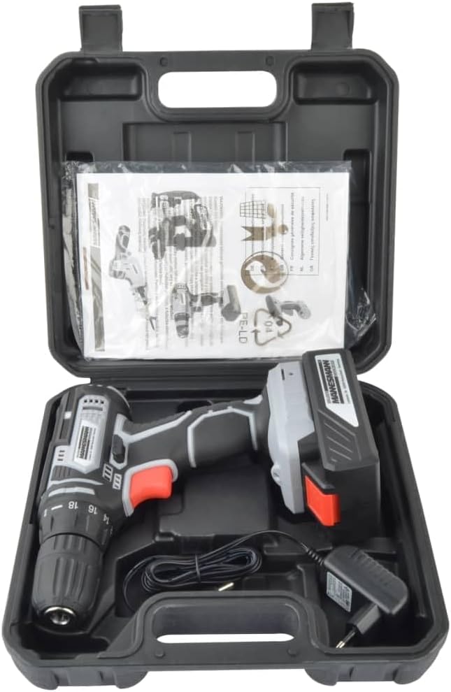 Brüder Mannesmann Akkubohrschrauber 24 V Li-Ion, 10 mm Schnellspannbohrfutter, LED-Licht, Set für He