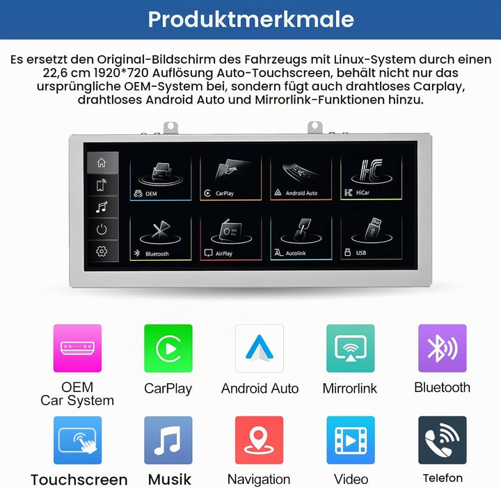 Road Top 8,9 Zoll Autoradio Drahtlos CarPlay Touchscreen für Audi Q5 2009-2017 Jahr mit 3GMMI, Autor