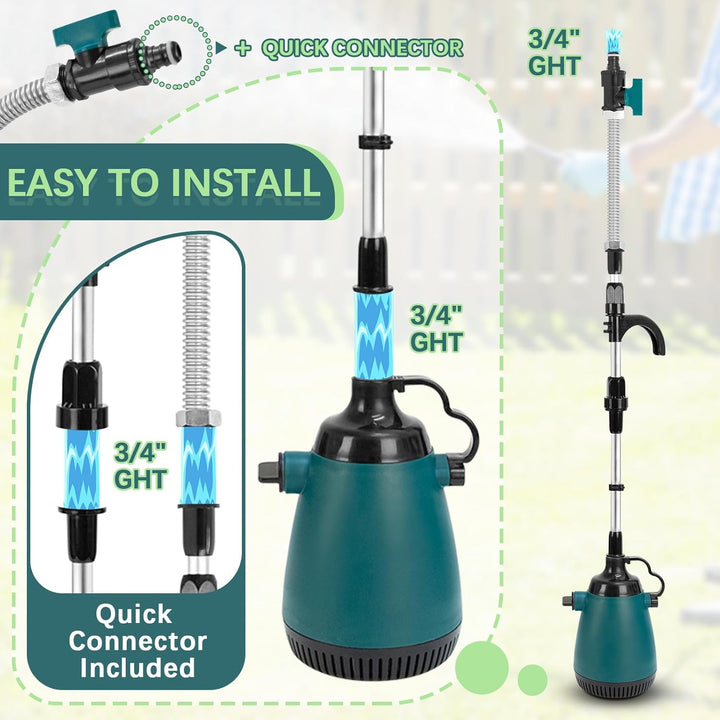 Akku-Tauchdruck/Regenfasspumpe Kompatibel mit Makita 18V Lithium Akku, Fördermenge max. 5000L/h, Sch