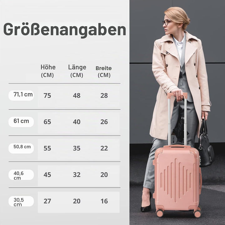 LALAHO Kofferset 5 teilig, Reisekoffer Set mit Kosmetikkoffer, Hartschalen Koffer Set aus ABS, Gepäc