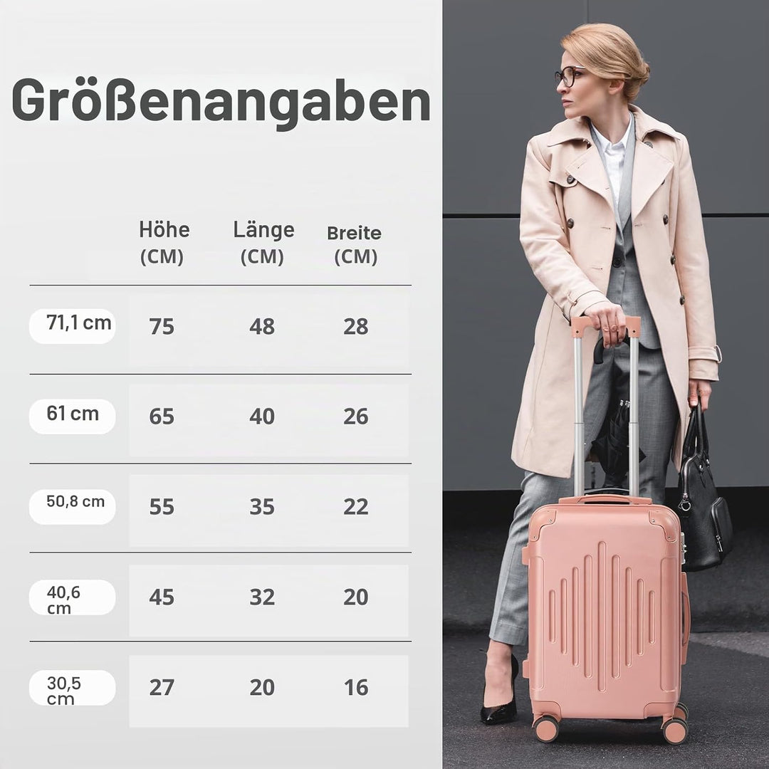 LEADZM Kofferset 5 teilig, Reisekoffer Set mit Kosmetikkoffer &amp; verstärkten Ecken, Koffer Set Hartsc