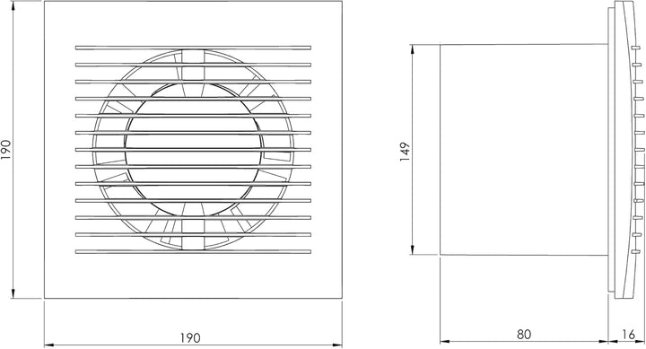 Ø 150mm Badlüfter Fan - Weiss Abluftventilator - Ventilator zur Belüftung in WC und Bad gegen Feucht
