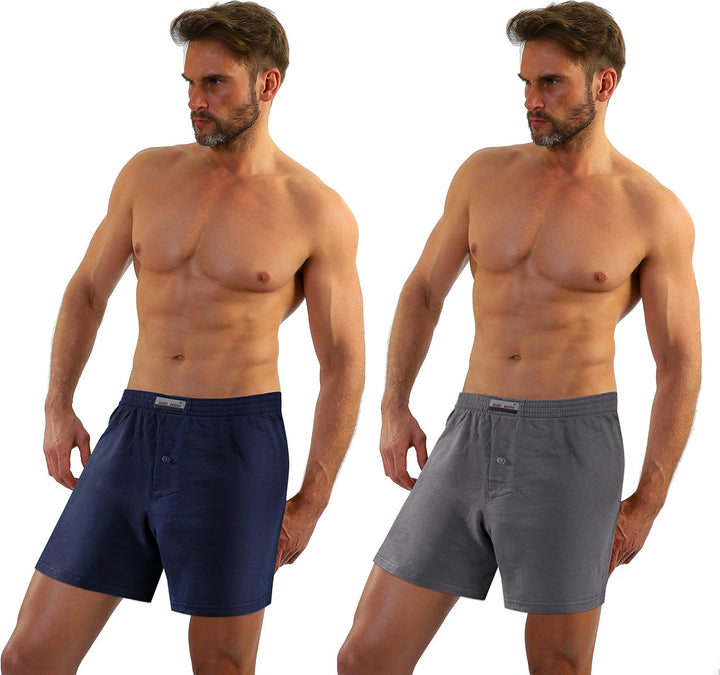 Sesto Senso Schlafanzughose Herren Kurz Baumwolle Pyjamahose 1er 2er Pack, 2er Pack - Dunkelblau + G