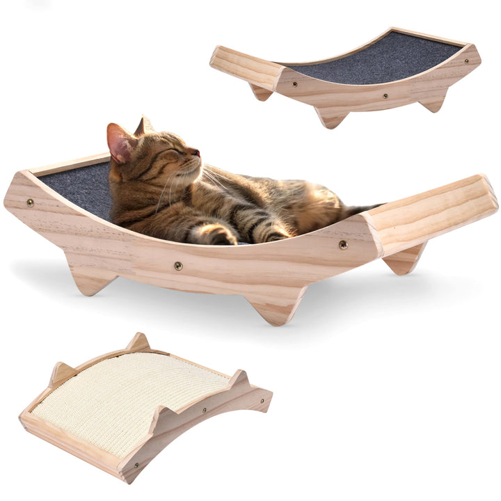 Pfotenolymp Katzenkratzbrett - Doppelseitig Haltbarer Katzen Kratzmatte - Holzstruktur Kratz Pads Ka