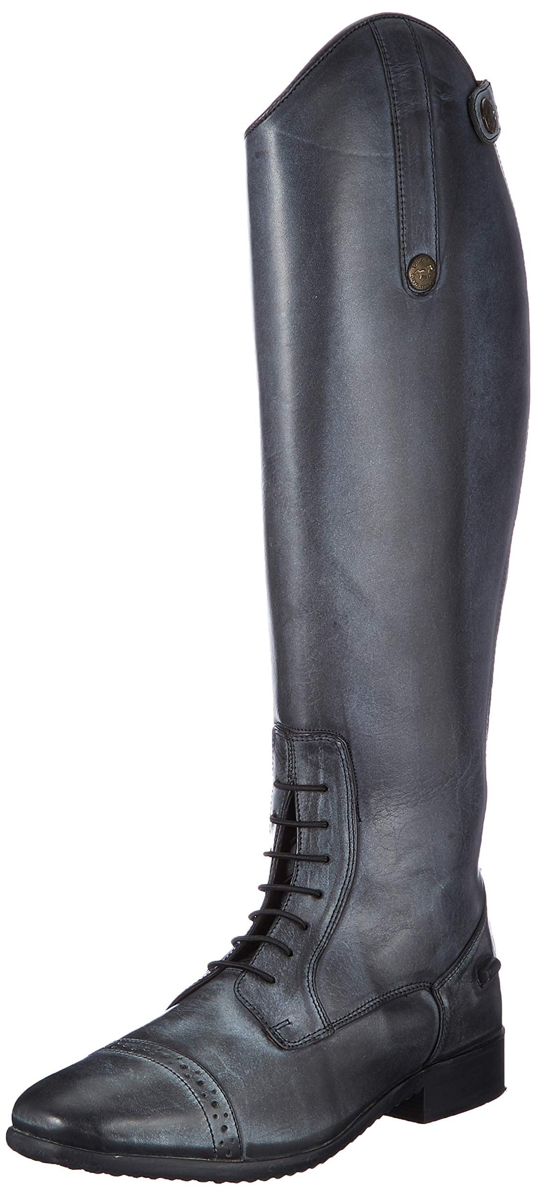 HKM - Damen Reitstiefel VALENCIA Leder cognac kurz Schwarz Grau 36 EU, Schwarz Grau 36 EU