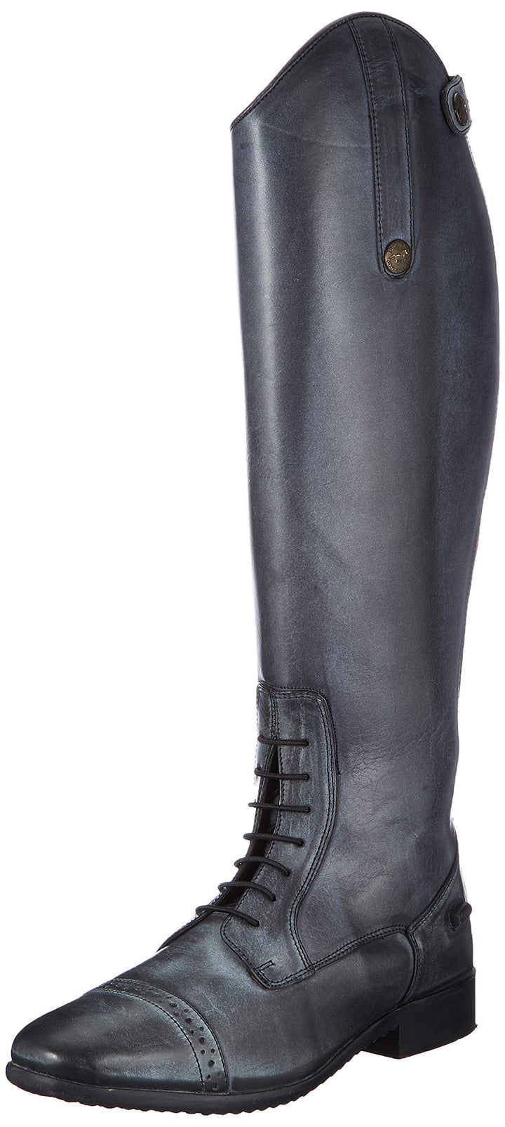 HKM - Damen Reitstiefel VALENCIA Leder cognac kurz Schwarz Grau 36 EU, Schwarz Grau 36 EU