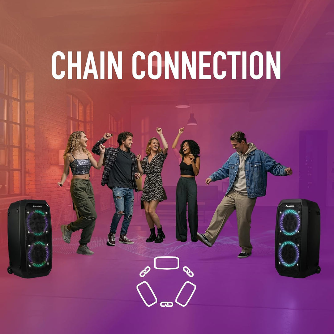 Panasonic SC-BMAX30 tragbarer Party-Lautsprecher mit Bluetooth, integrierter Beleuchtung, Bass Refle