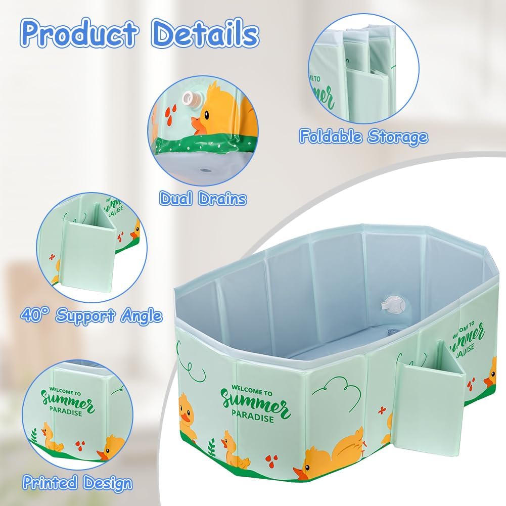 Faltbare Badewanne Kinder Tragbare Säuglings Badewanne Baby mit Ablassschraube Integrierte Tragbare