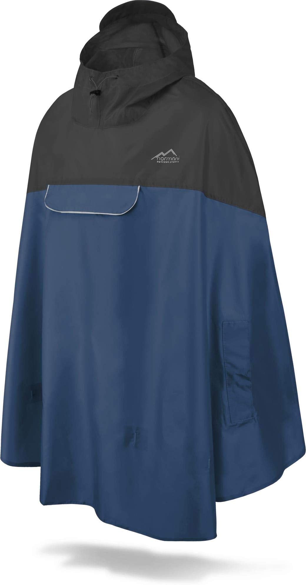 normani Unisex Regenponcho - Wind und Wasserdicht mit Bauchtasche, 3M Refelktoren und seitlichen Ein