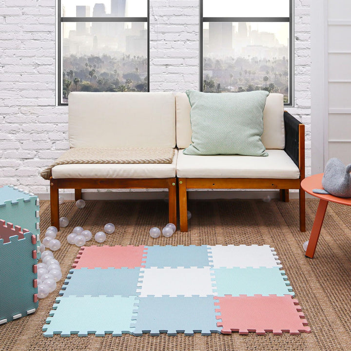 LittleTom Spielmatte Baby Puzzlematte - 9 Teile je 30x30 cm Krabbelmatte 90x90 cm Bodenmatte Kinder