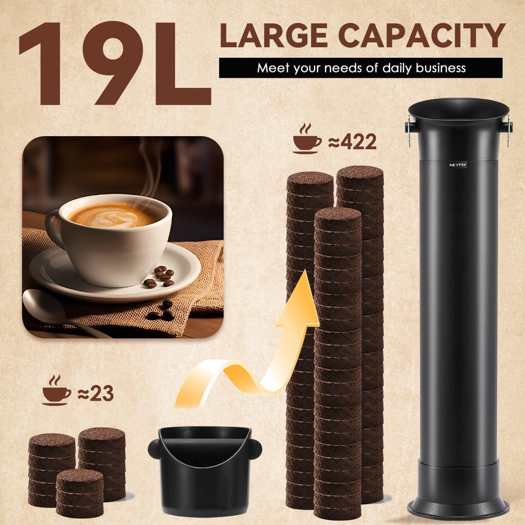NEWTRY Knock Box Kommerzielle, Espresso Kaffeesatz-Klopfbox | 19 L grosses kaffeesatz abschlagbehält