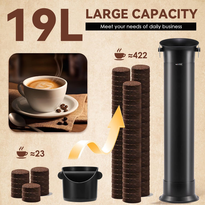 NEWTRY Knock Box Kommerzielle, Espresso Kaffeesatz-Klopfbox | 19 L grosses kaffeesatz abschlagbehält