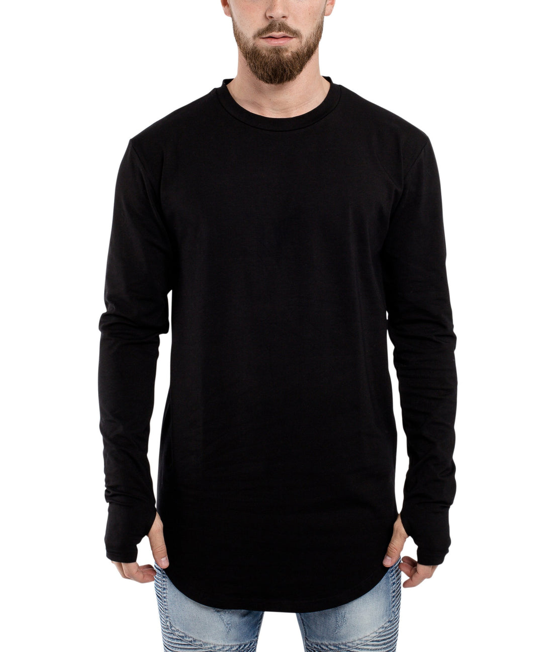 Blackskies Round Longsleeve T-Shirt | Langes Oversize Fashion Basic Langarm Herren Longshirt Long Te