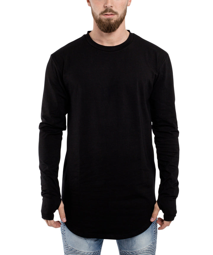 Blackskies Round Longsleeve T-Shirt | Langes Oversize Fashion Basic Langarm Herren Longshirt Long Te