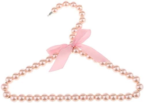 POFET 5 Stück Kinder Kinder Faux Pearl Perlen Kleiderbügel mit Band Bowknot Pink, Pink