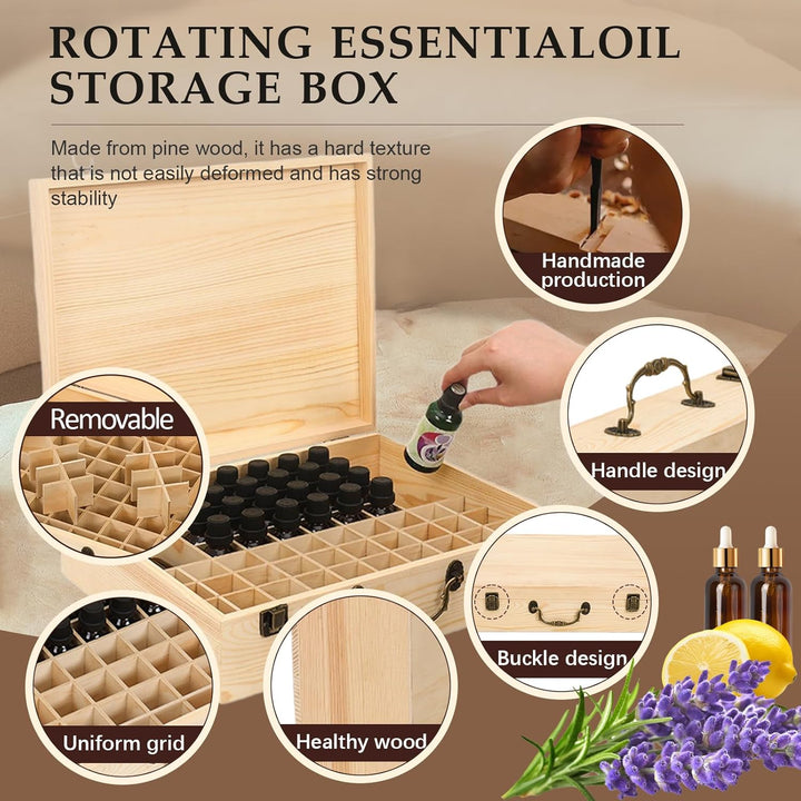 RoseFlower 80 Löcher Ätherisches Öl Aufbewahrungsbox Duftöle Display Ständer Behälter, Essential Oil