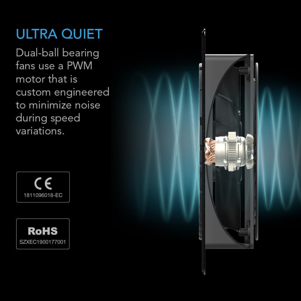 AC Infinity AIRPLATE S3, leises Kühllüftersystem 6" (16 cm) mit Geschwindigkeitssteuerung, für Heimk
