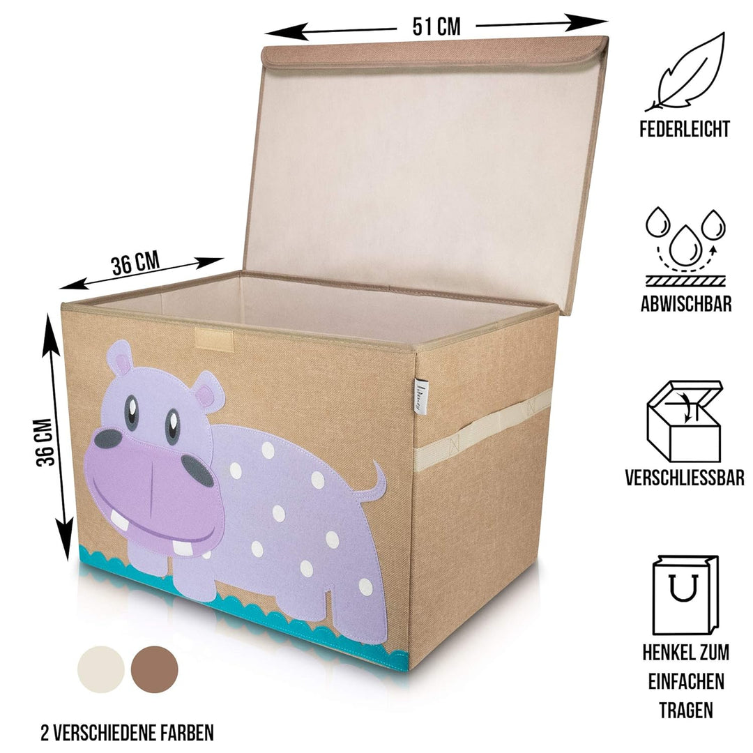 Aufbewahrungsbox Kinder gross 51 x 36 x 36 I Spielzeugkiste I Kiste mit Deckel für Kinderzimmer I Au
