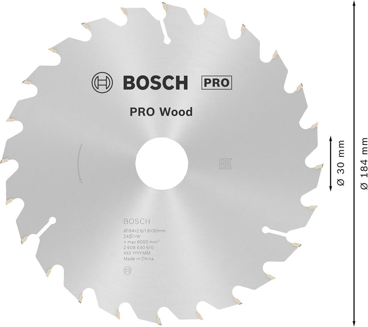 Bosch Professional 1x Kreissägeblatt Optiline Wood (Sägeblatt für Holz, Ø 184 x 30 x 2,6 mm, 24 Zähn