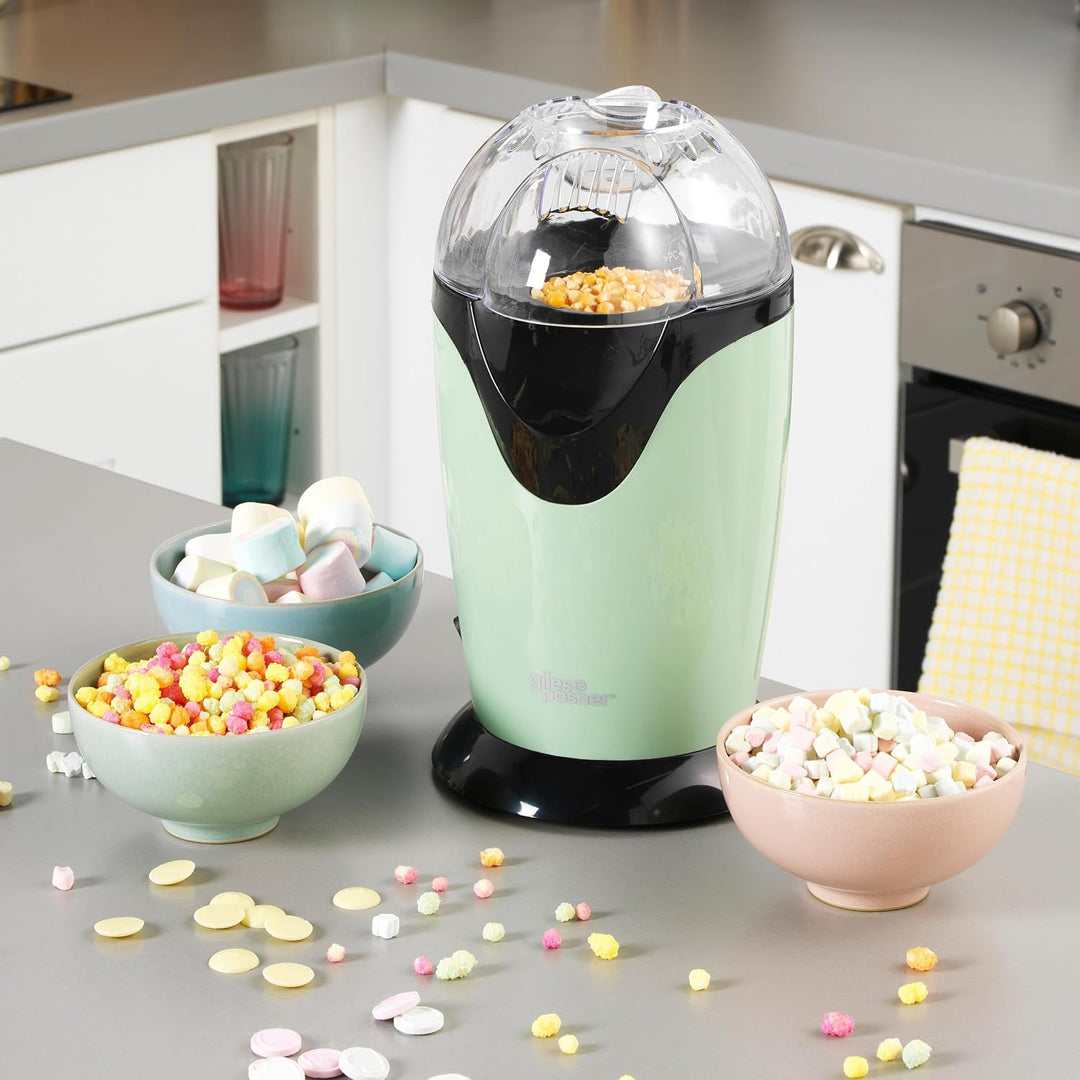 Giles & Posner Elektrische Popcornmaschine - Heissluftzirkulation, 3-Minuten-Schnellpoppung, Gesunde