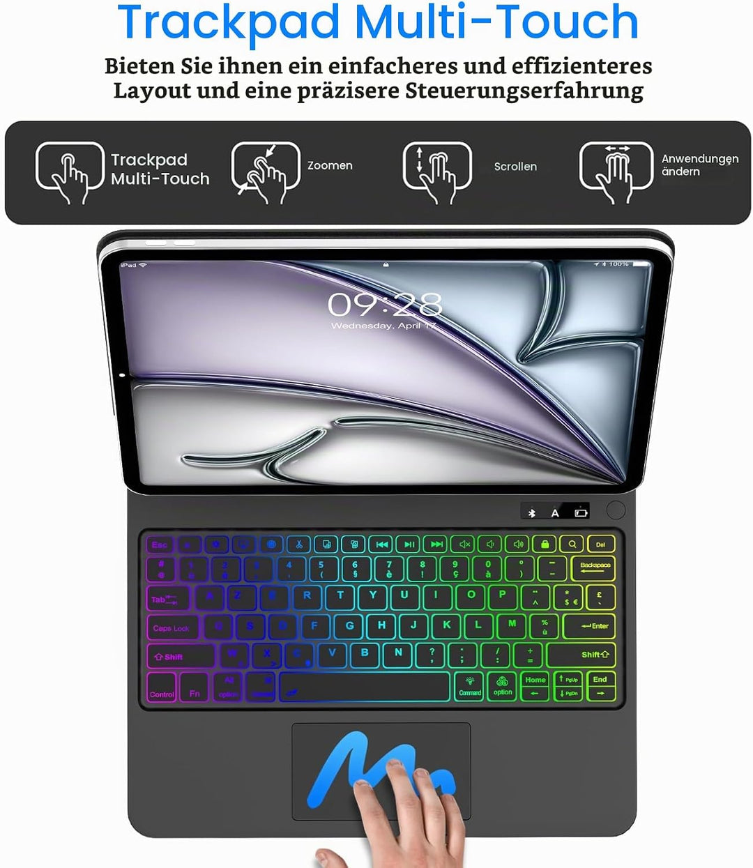 Magic Tastatur Hülle für iPad Air 13 2025/2024 (M3/M2), Magic Keyboard für iPad Pro 12.9 (6/5/4/3 Ge