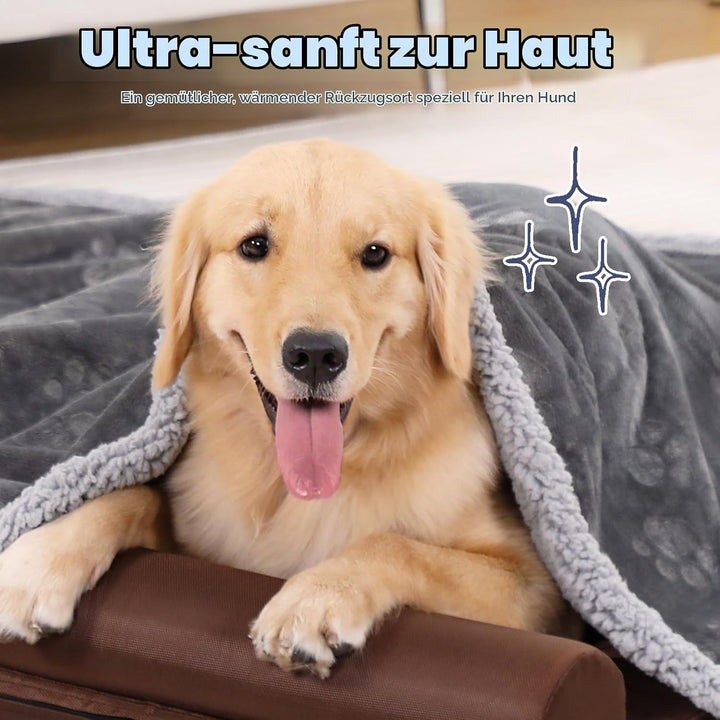 PETTOM wasserdichte Hundedecke, 145 * 127cm Sherpa Fleece Haustierdecke, Hundedecke Sofaschutz Wasch