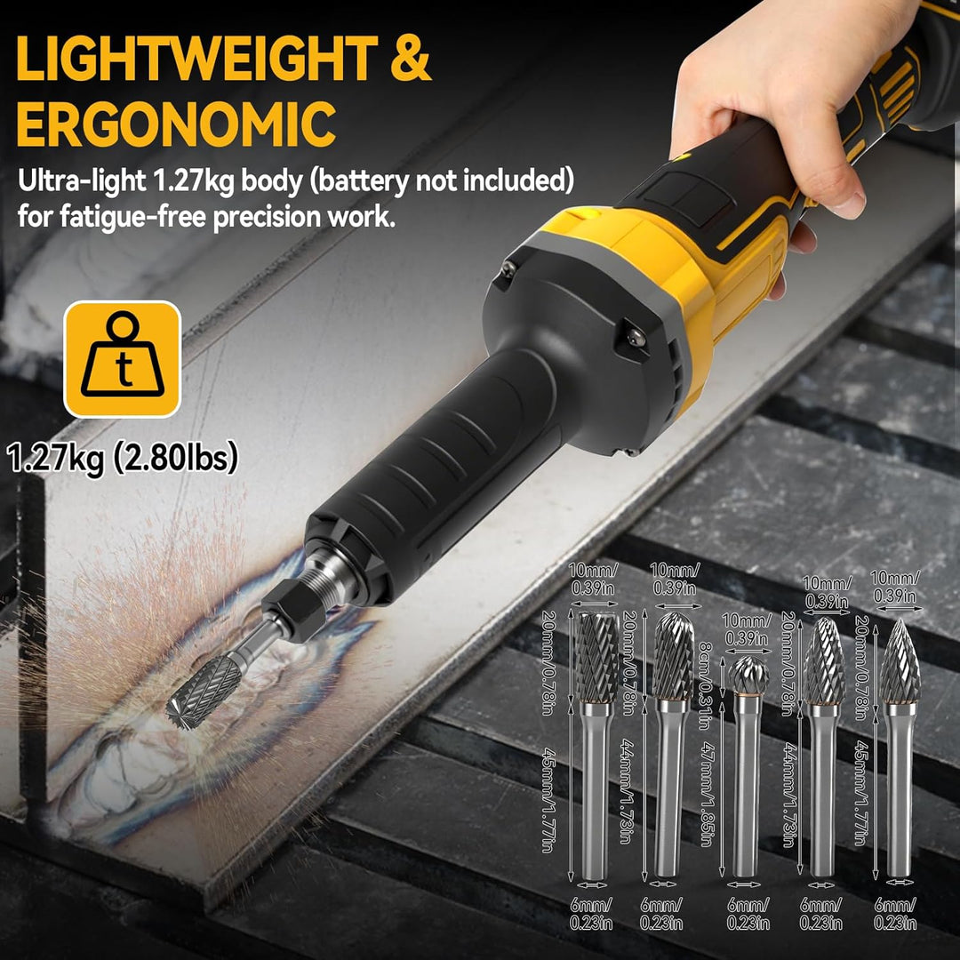 Akku-Stabschleifer kompatibel mit Dewalt 20-V-Akku, bürstenloser elektrischer Geradschleifer mit 5 S