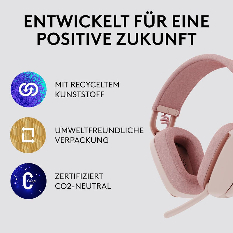 Logitech Zone Vibe 100 Leichte, kabellose Over-Ear-Kopfhörer mit geräuschunterdrückendem Mikrofon, M