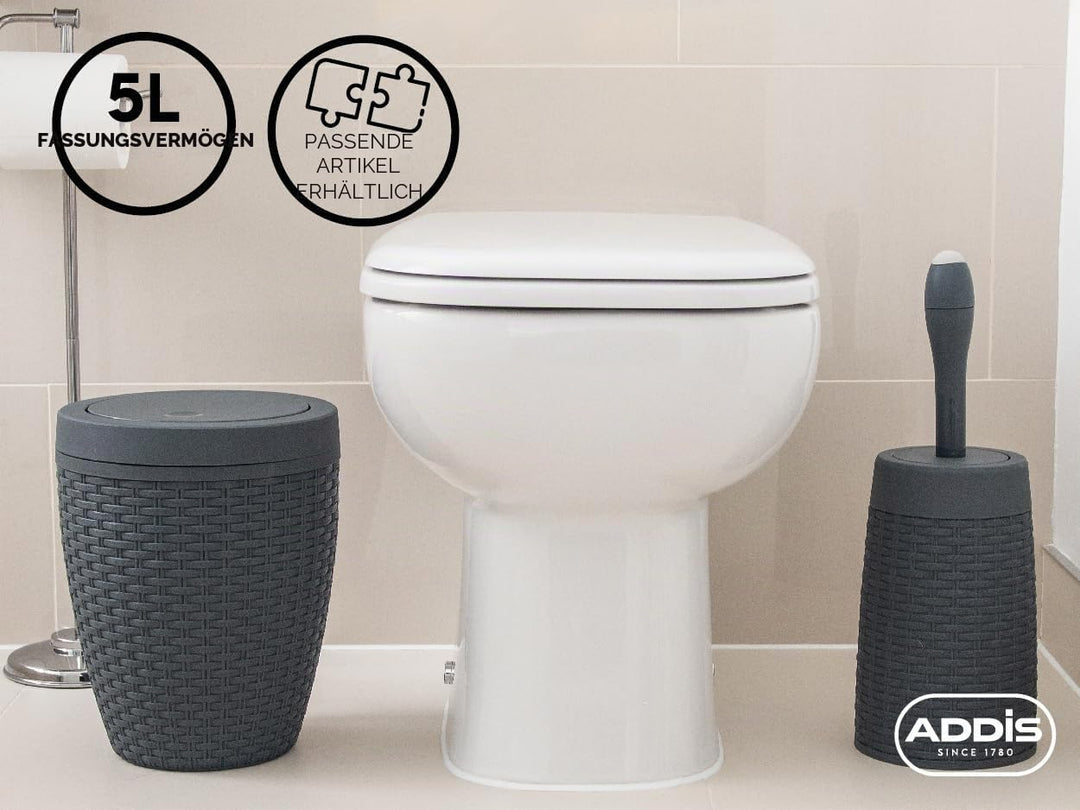 Addis, Rattan-Kunststoff, Plastik, anthrazit, Swing Bin Anthrazit Schwing-Mülleimer, Anthrazit Schwi