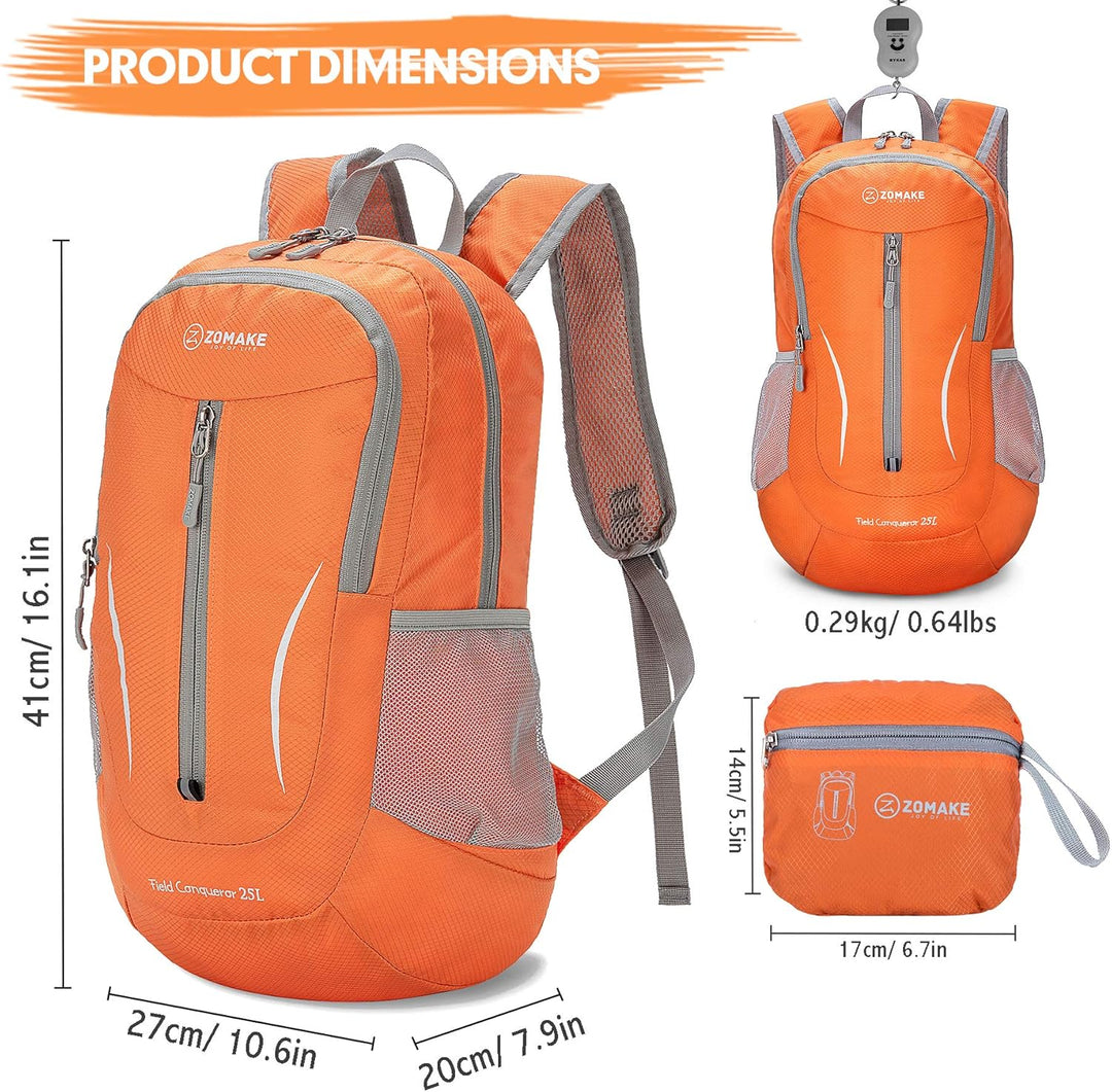 ZOMAKE 25L Faltbarer Rucksack Ultraleicht – Rucksack Damen Klein, Wanderrucksack Herren, Leichter Ta