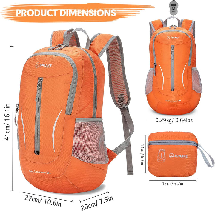 ZOMAKE 25L Faltbarer Rucksack Ultraleicht – Rucksack Damen Klein, Wanderrucksack Herren, Leichter Ta