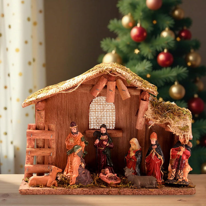 Gcroet Weihnachtsgebätten -Set Religiöse Krippe Szene &amp; Figuren für Weihnachten Innenkabine Dekorati