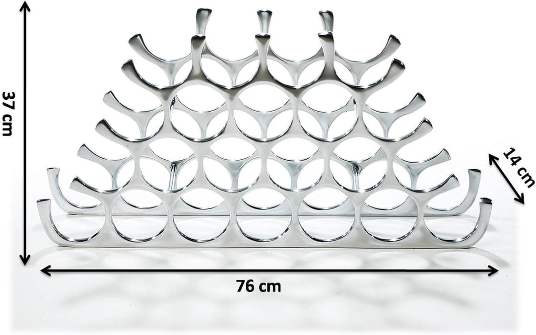 Kobolo Weinregal Circle, 76x14x37 cm, Silber, Metall-Aluminium, modernes & platzsparendes Flaschenre
