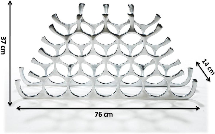 Kobolo Weinregal Circle, 76x14x37 cm, Silber, Metall-Aluminium, modernes & platzsparendes Flaschenre