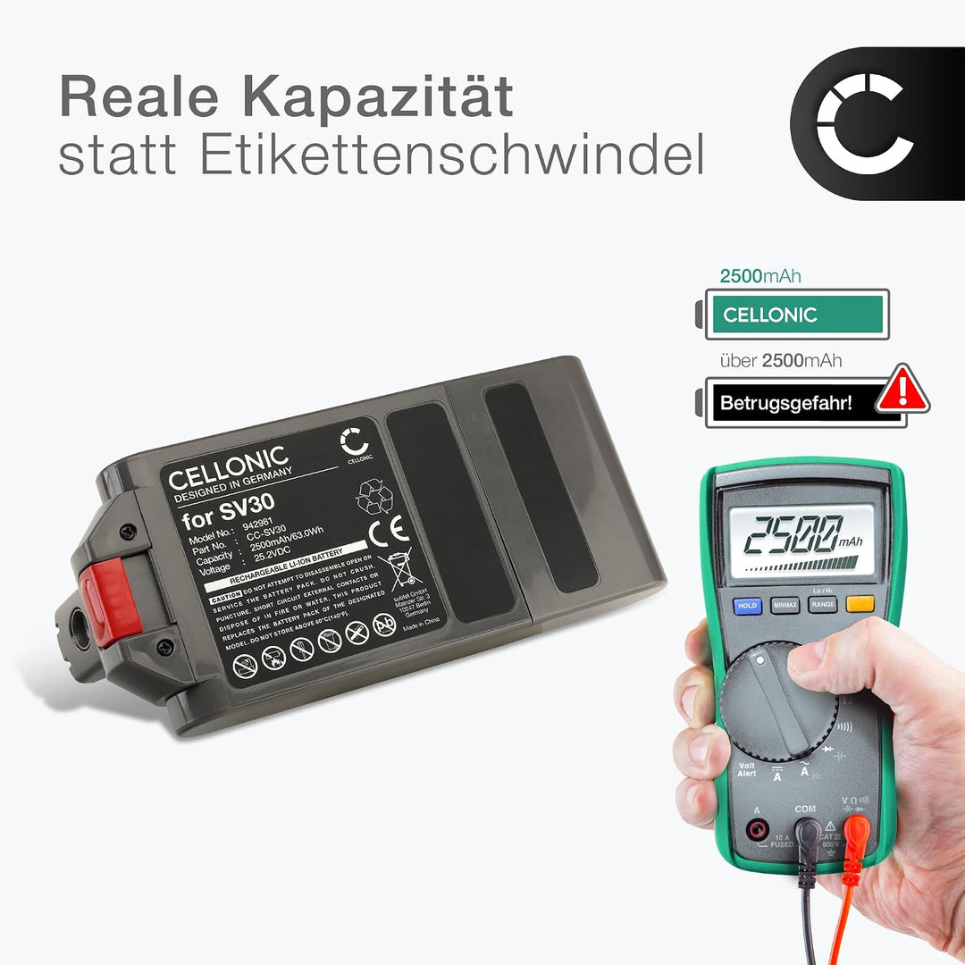 CELLONIC 1x Akku kompatibel mit Dyson Detect Slim, SV26, SV30 | 1x, (2500mAh-25.2V-Lithium-Ionen), S