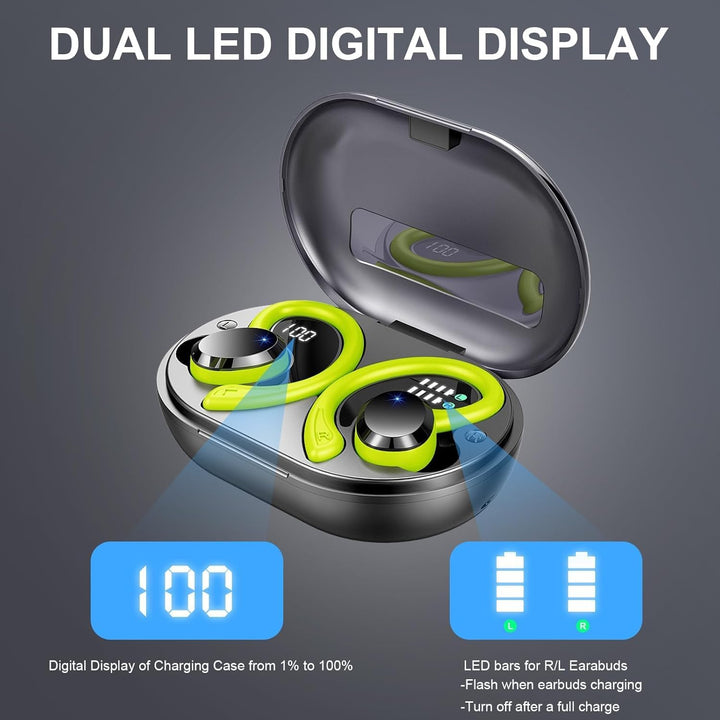 Bluetooth Kopfhörer Sport, Wireless Earbud ENC Noise Cancelling Mic, 48 Std in Ear Kopfhörer Kabello