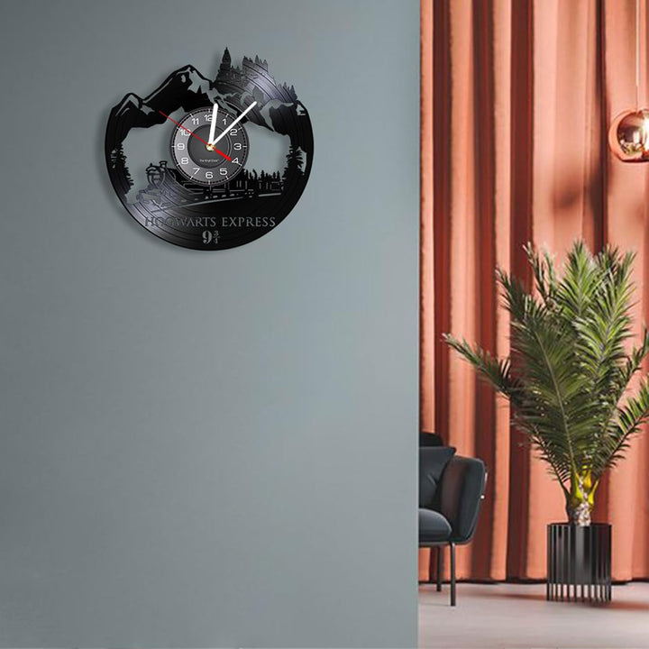 Viiluuxr Wanduhr Modern Vinyl Schallplatte Wanduhren Hogwarts Express Uhr Wand Ohne Tickgeräusche Wa