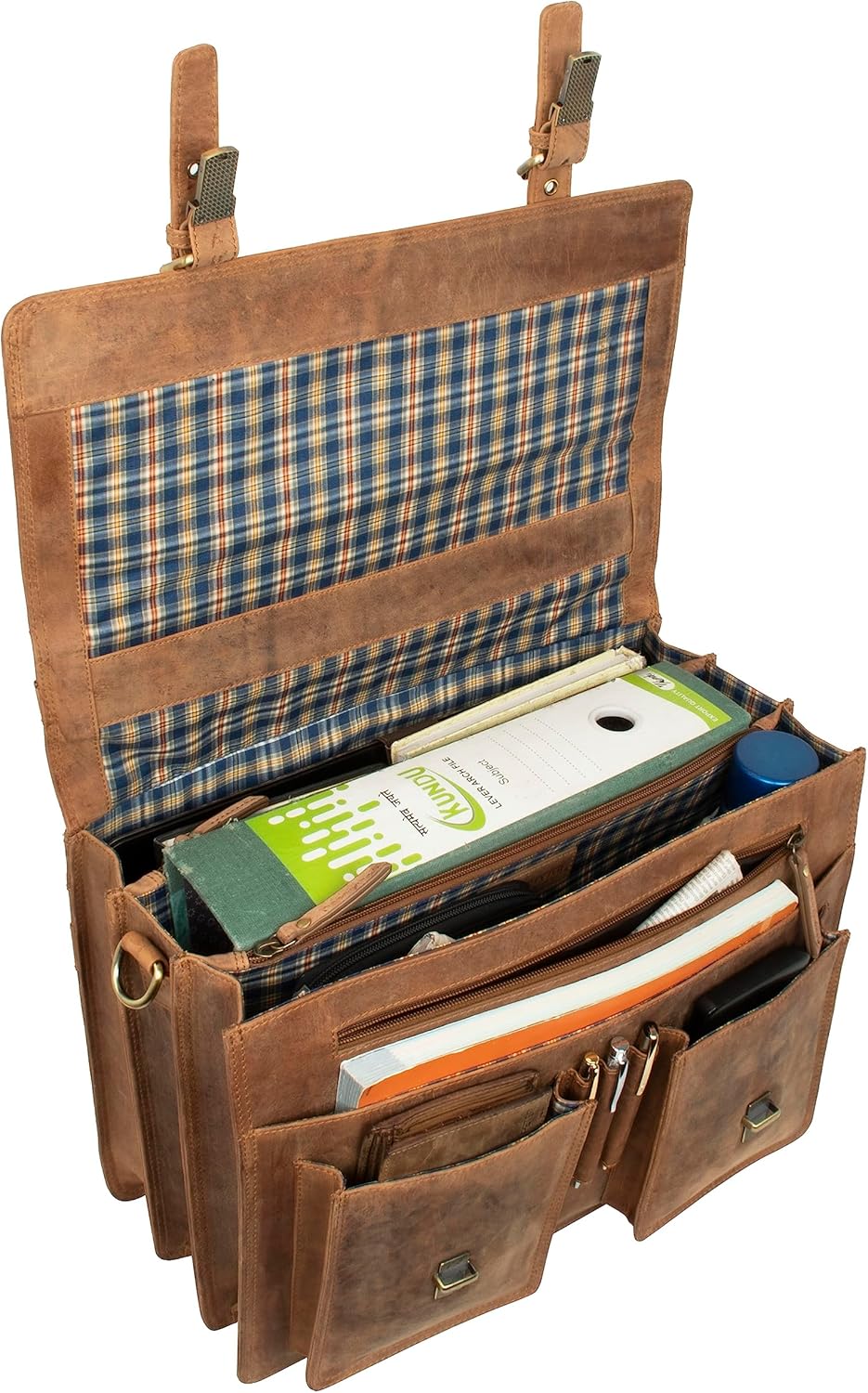 Marc Peter Amsterdam Aktentasche Leder XL Lehrertasche mit Laptopfach 15,6 Zoll grosse Ledertasche z