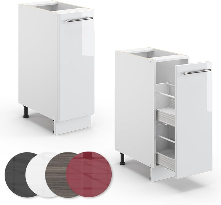 Vicco Apothekerschrank Fame-Line, Weiss Hochglanz/Weiss, 30 cm ohne Arbeitsplatte Weiss Hochglanz Ap