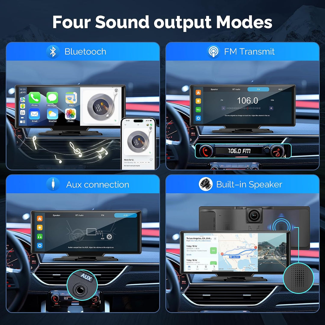 Alpinetech 11 Zoll Carplay Display &amp; Android Auto Display, Car Play mit 4K Dashcam 1080P Rückfahrkam