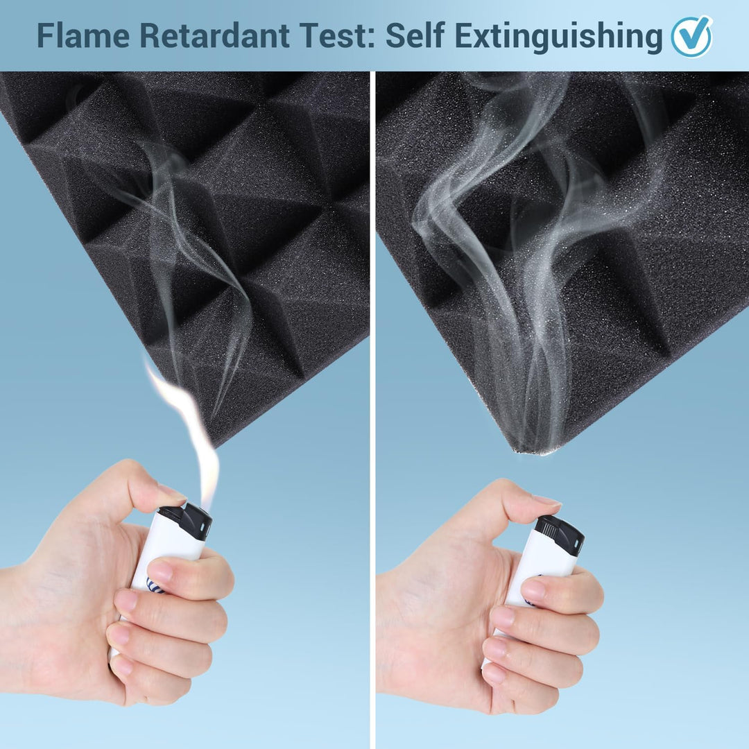 Ohuhu Akustikschaumstoff Akustikpaneele 24 Stück mit Aufkleber, Schalldämmung Wand Schallabsorber Ak