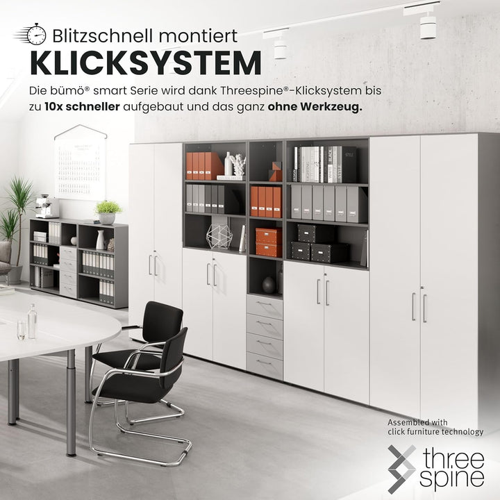 bümö Regal Buche, Standregal aus Holz für 3 Ordnerhöhen - Bücherregal klein 40 cm schmal, Aktenregal