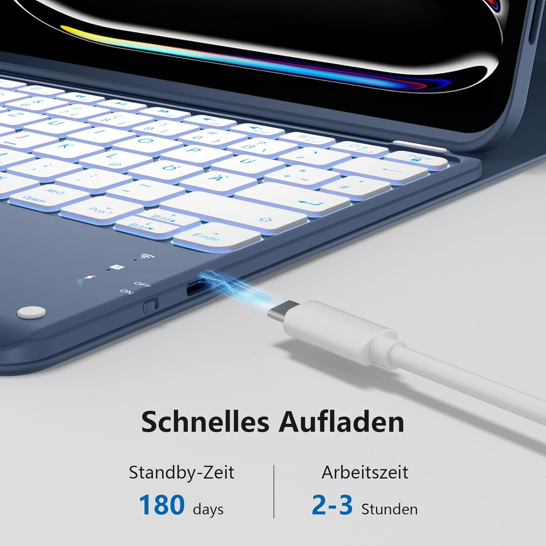 Vobafe Hülle mit Tastatur für iPad Pro 13 Zoll M5/M4 (2025/2024), Multi-Touch Trackpad Hochwertige P