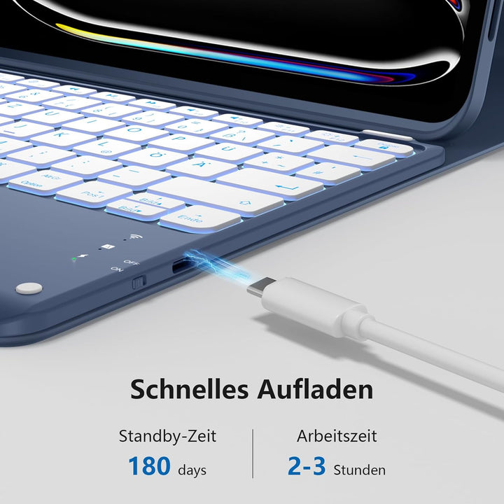 Vobafe Hülle mit Tastatur für iPad Pro 13 Zoll M5/M4 (2025/2024), Multi-Touch Trackpad Hochwertige P