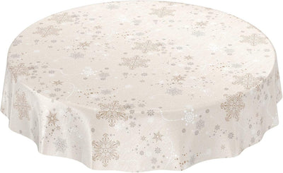 ANRO Wachstuchtischdecke Wachstuch Wachstischdecke Tischdecke Weihnachten Schneeflocken Beige 100x14