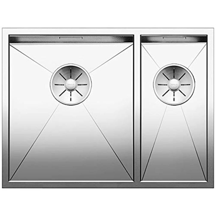 BLANCO Zerox 340/180-U, Doppel-Spülbecken (Hauptbecken links), Küchenspüle, für den Unterbau, Unterb